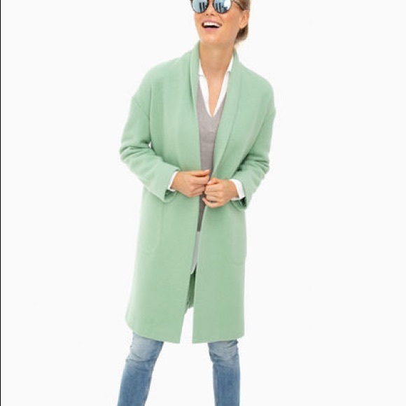 wool collarless coat